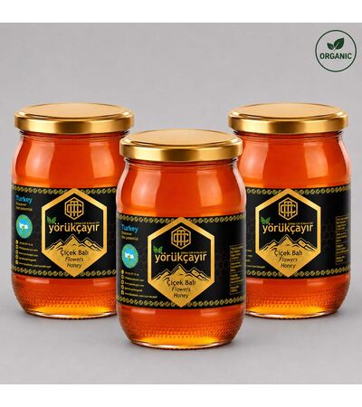 Yörükçayır Organik Çiçek Balı 3 x 450 g | Avantaj Paketi