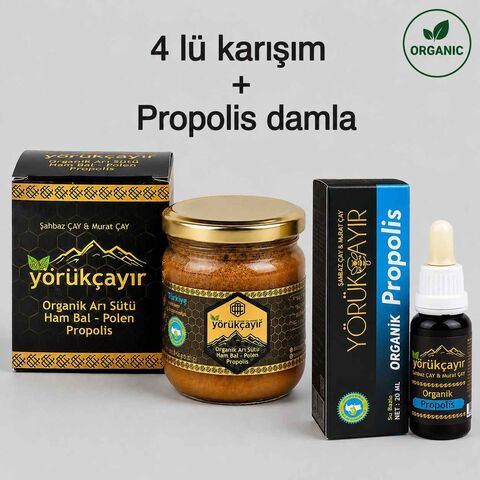 Yörükçayır Arı Sütü Bal Polen Propolis Karışımı ve Propolis Damla Seti